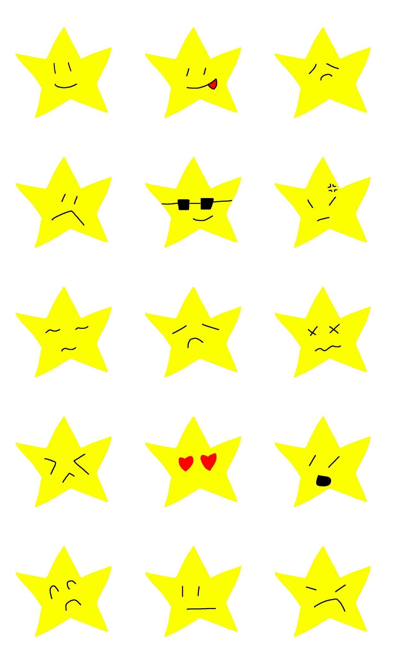 A simple star emoticon Gag,Culture,Animation/Cartoon sticker pack for Whatsapp, Telegram, Signal, and others chatting and message apps