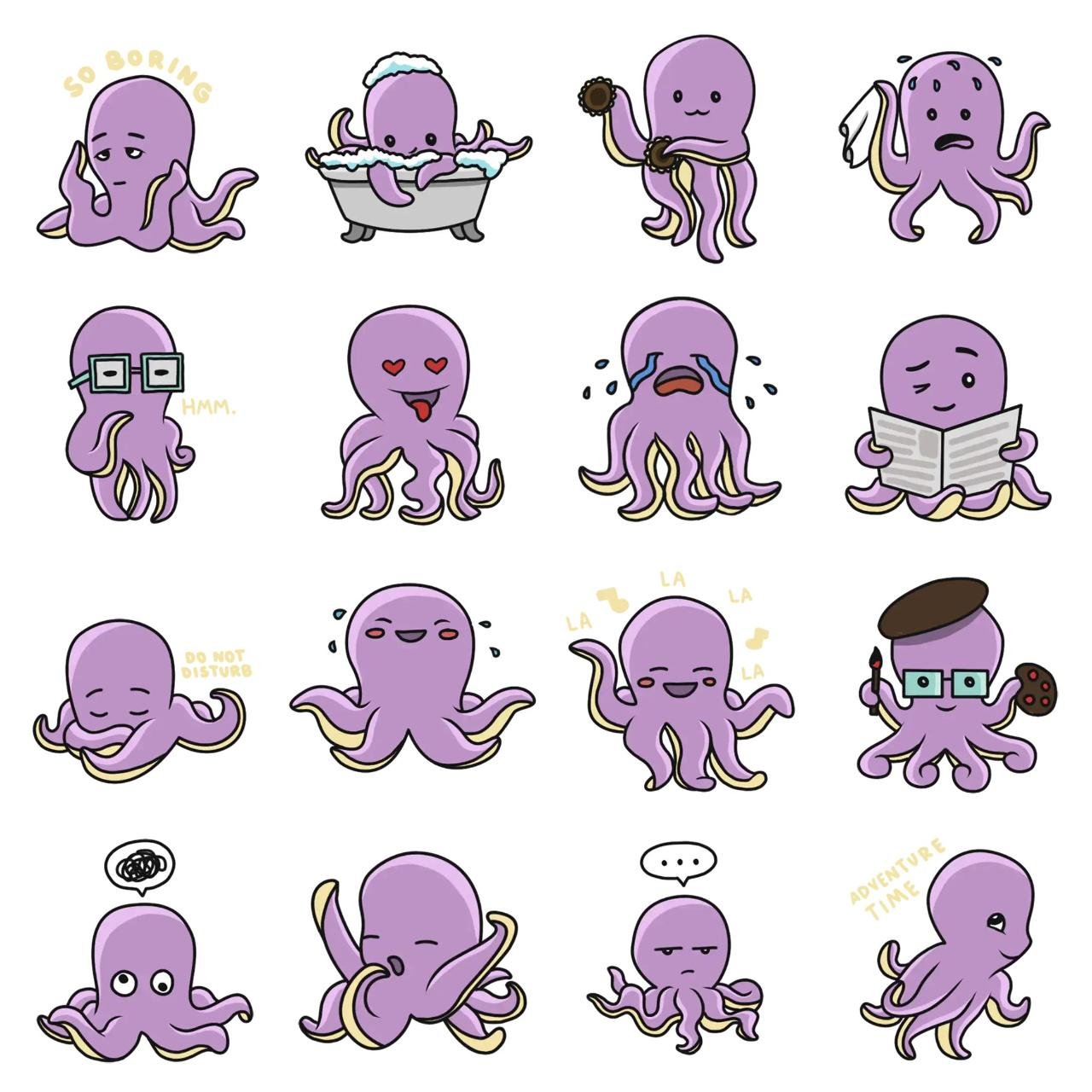 octo Animation/Cartoon sticker pack for Whatsapp, Telegram, Signal, and others chatting and message apps