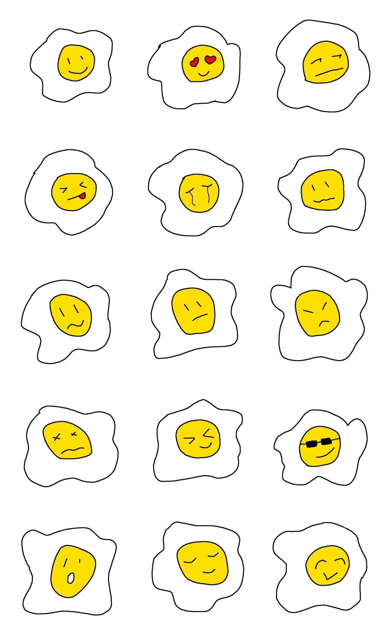 cute fried egg friend Food/Drink,Gag,Animation/Cartoon sticker pack for Whatsapp, Telegram, Signal, and others chatting and message apps