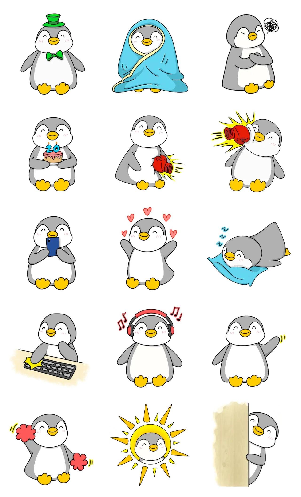 penguin Animals sticker pack for Whatsapp, Telegram, Signal, and others chatting and message apps