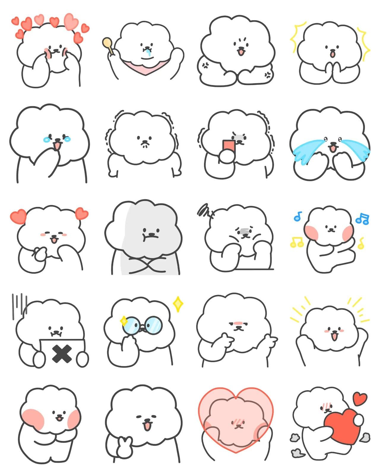 Lovely Bichon Cream Animals,Etc,Animation/Cartoon sticker pack for Whatsapp, Telegram, Signal, and others chatting and message apps