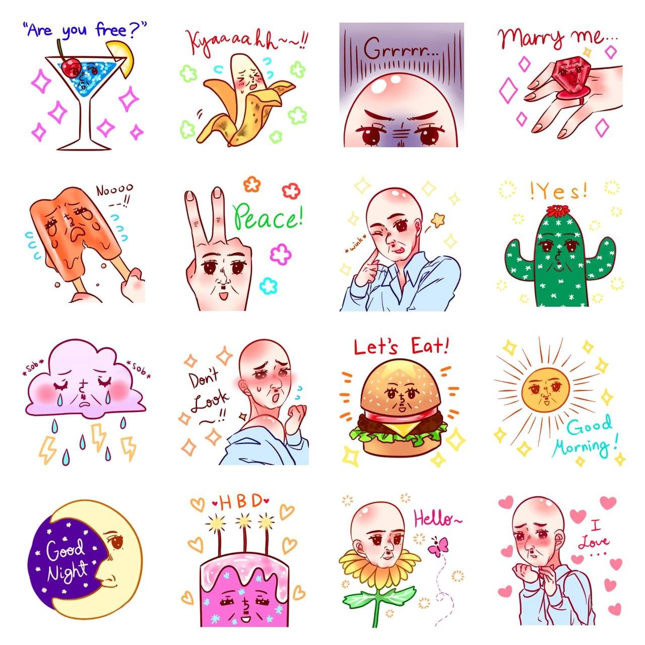 ojisan Animation/Cartoon sticker pack for Whatsapp, Telegram, Signal, and others chatting and message apps