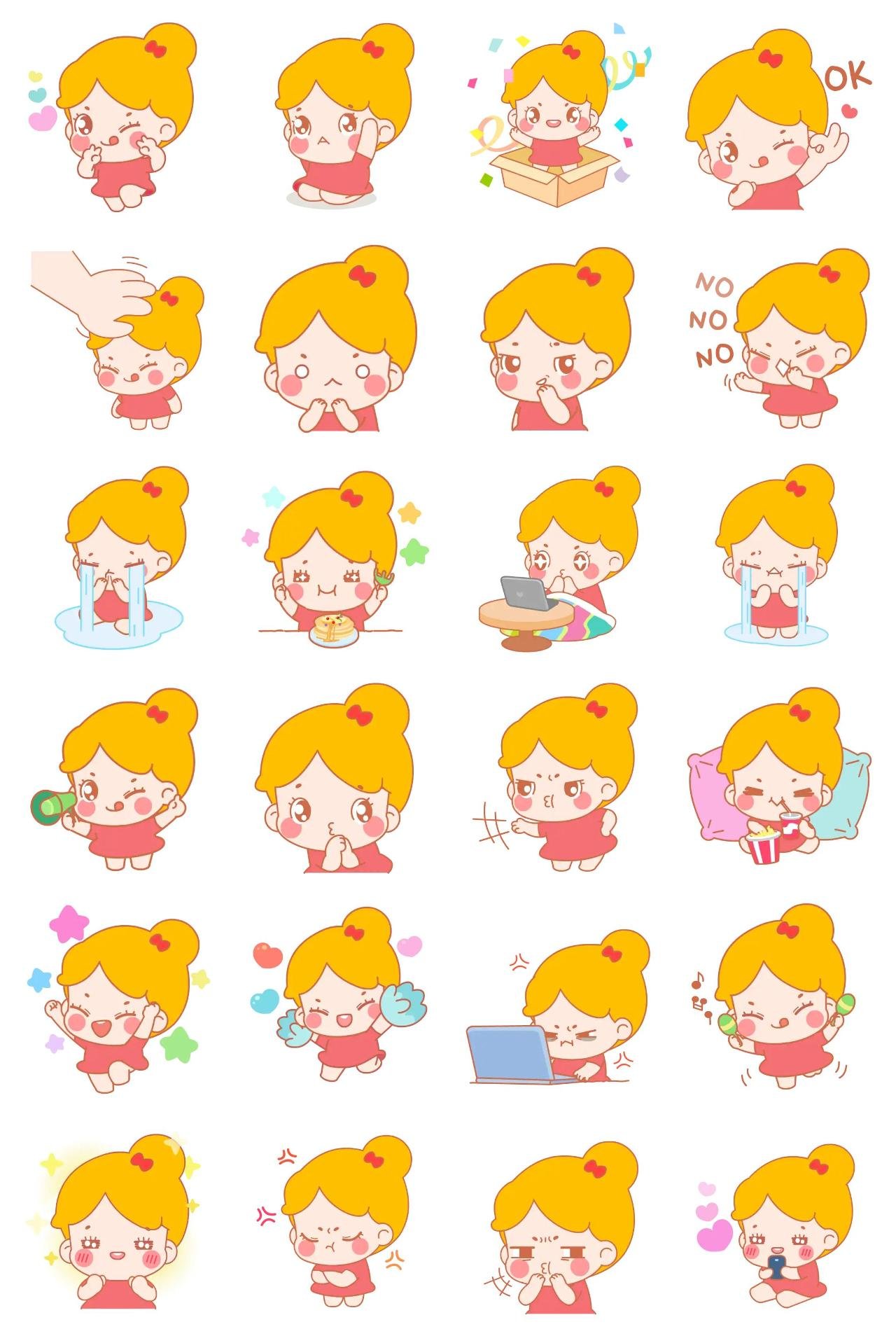 little girl Animation/Cartoon sticker pack for Whatsapp, Telegram, Signal, and others chatting and message apps
