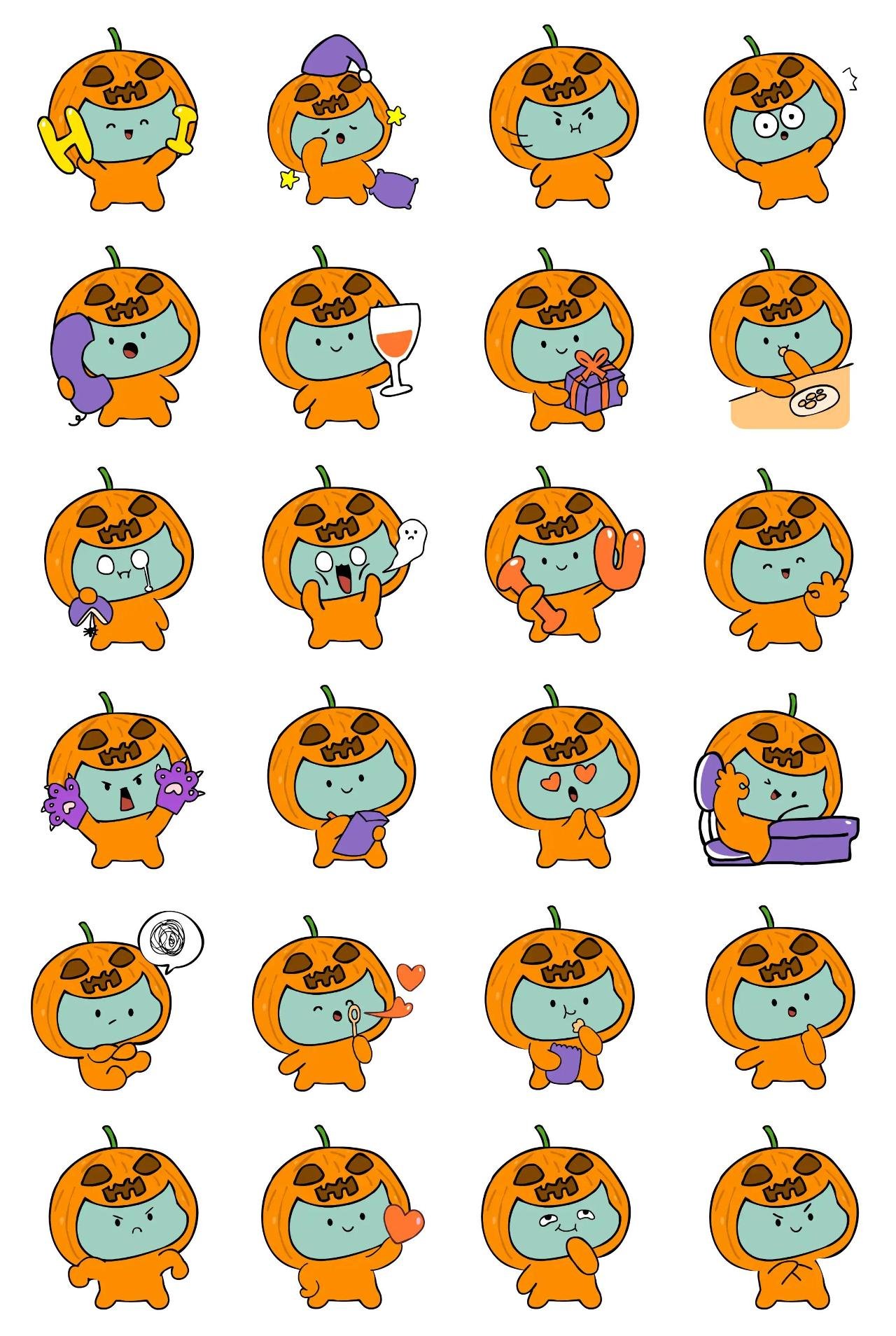 Halloween pumpkins Animals,Animation/Cartoon,Halloween sticker pack for Whatsapp, Telegram, Signal, and others chatting and message apps