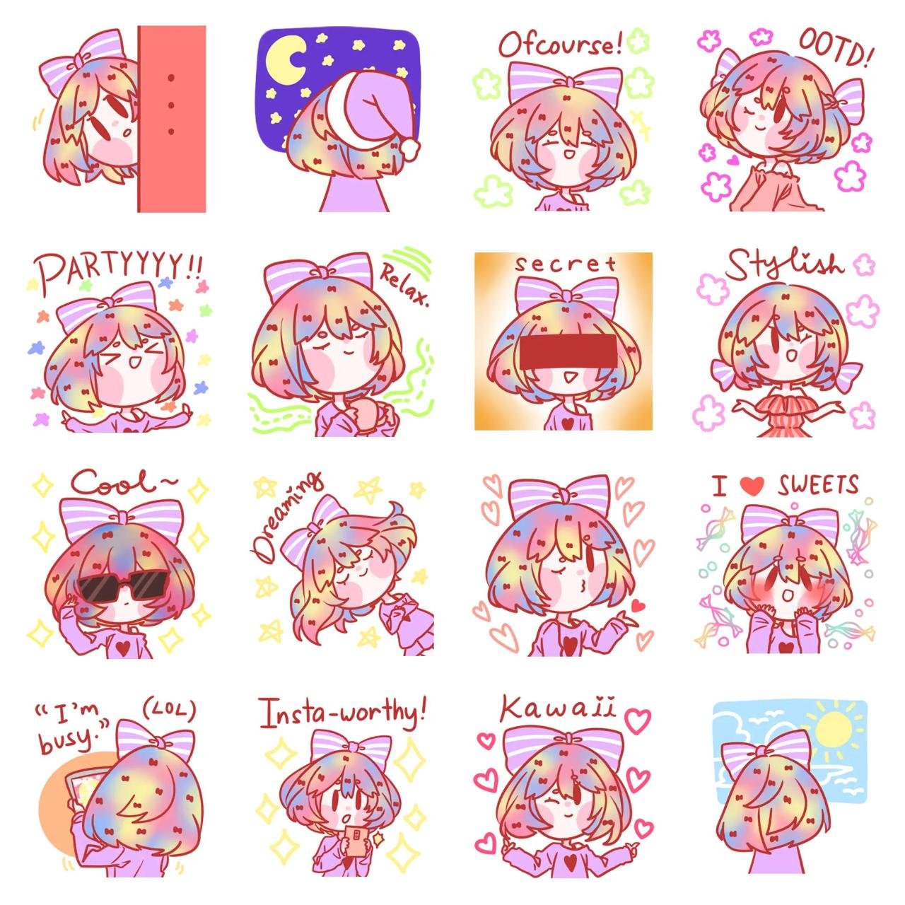 pastel Animation/Cartoon sticker pack for Whatsapp, Telegram, Signal, and others chatting and message apps