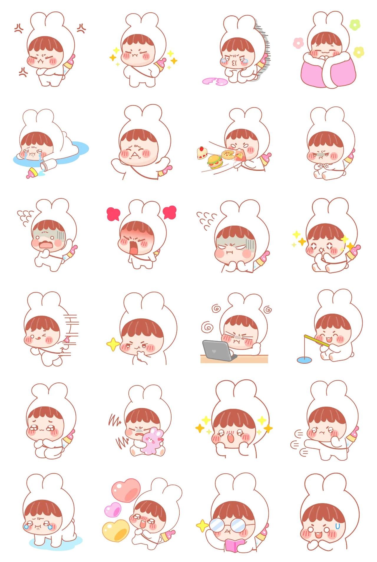 baby rabbit Animals sticker pack for Whatsapp, Telegram, Signal, and others chatting and message apps