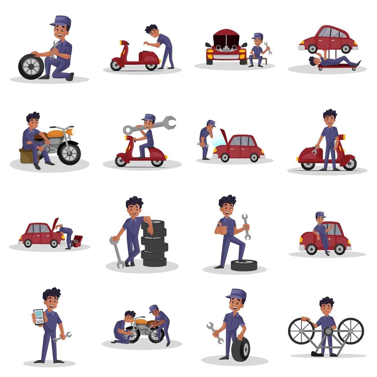 Mechanic Man Animation/Cartoon,INDIA,People sticker pack for Whatsapp, Telegram, Signal, and others chatting and message apps