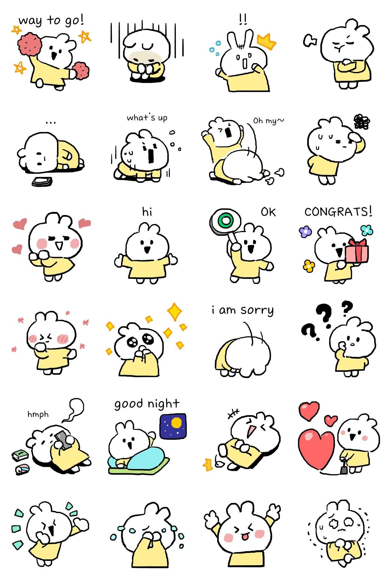 Tok Tok Rabbit Animals sticker pack for Whatsapp, Telegram, Signal, and others chatting and message apps