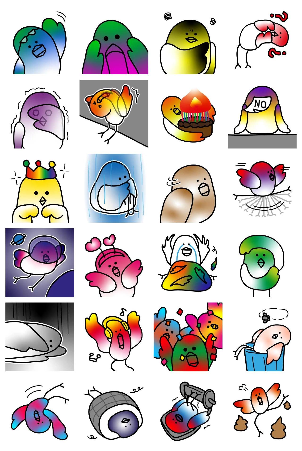 Colorful cranes Animals sticker pack for Whatsapp, Telegram, Signal, and others chatting and message apps