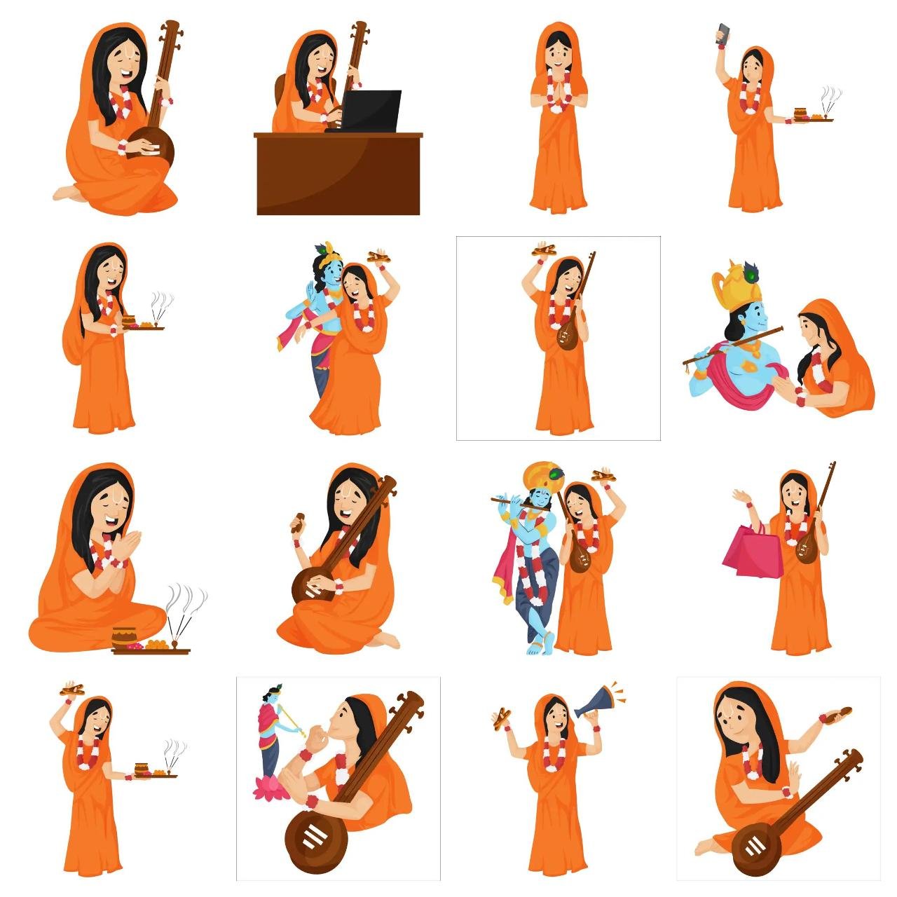 Meera Animation/Cartoon,INDIA,People sticker pack for Whatsapp, Telegram, Signal, and others chatting and message apps