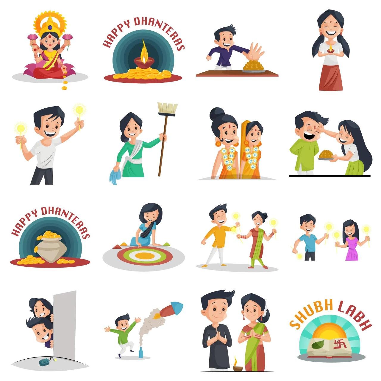 Diwali Sticker Animation/Cartoon,INDIA,Culture sticker pack for Whatsapp, Telegram, Signal, and others chatting and message apps