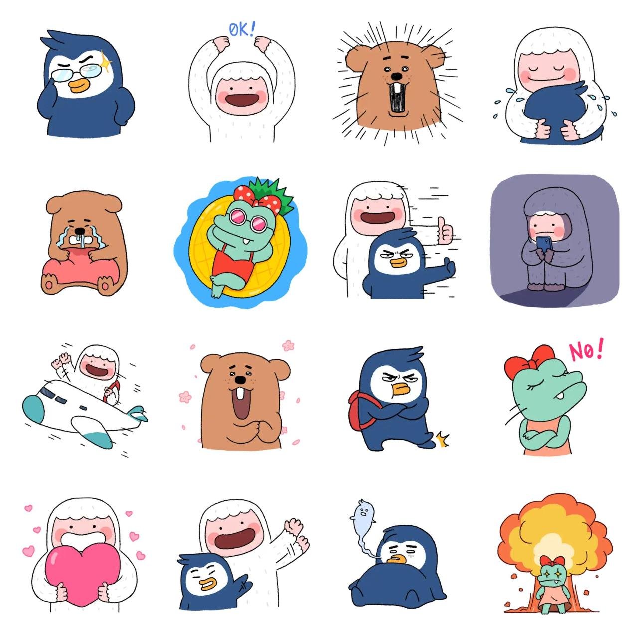 Doongle Friends Daily Animation/Cartoon,emotion sticker pack for Whatsapp, Telegram, Signal, and others chatting and message apps