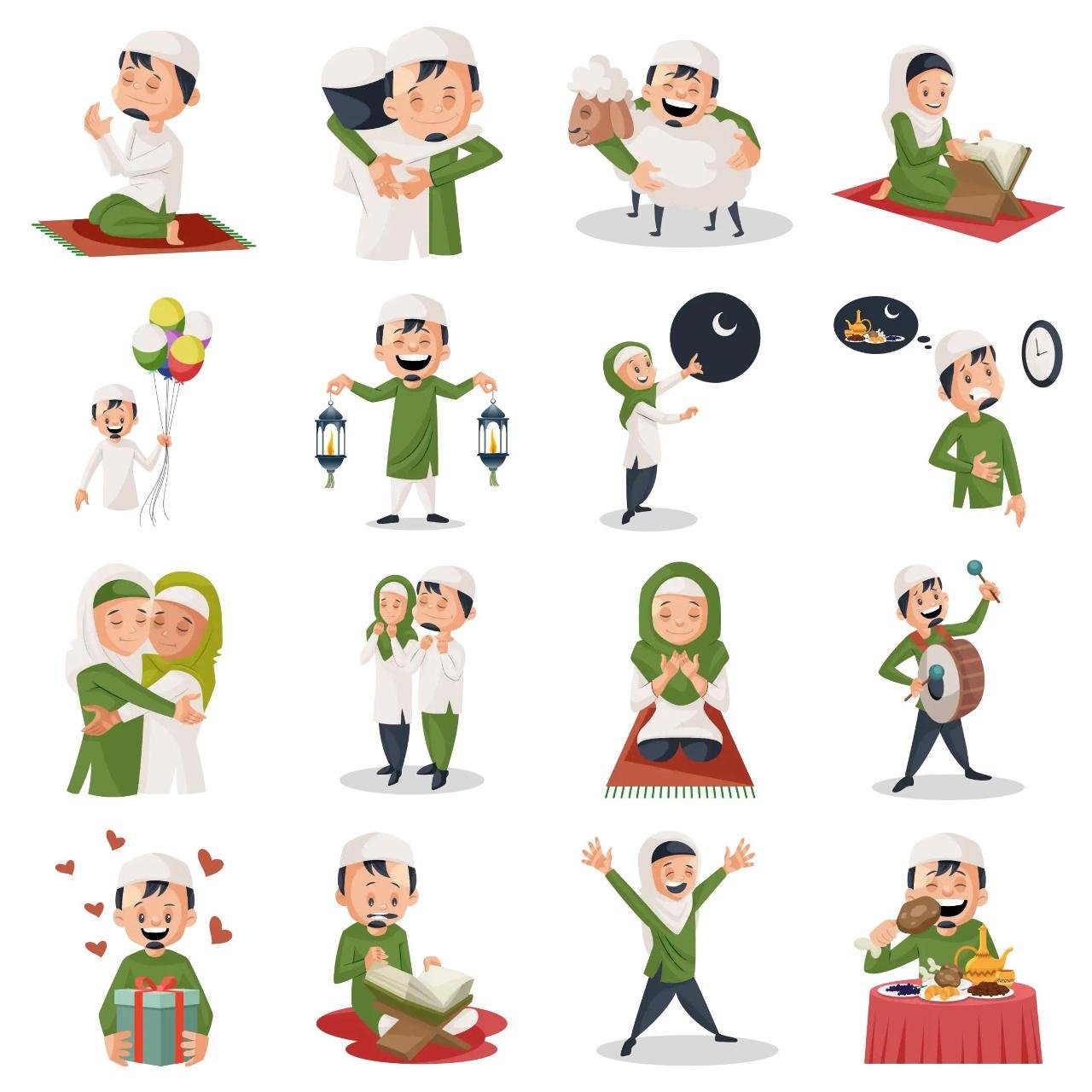 Muslim People Animation/Cartoon,INDIA,People sticker pack for Whatsapp, Telegram, Signal, and others chatting and message apps