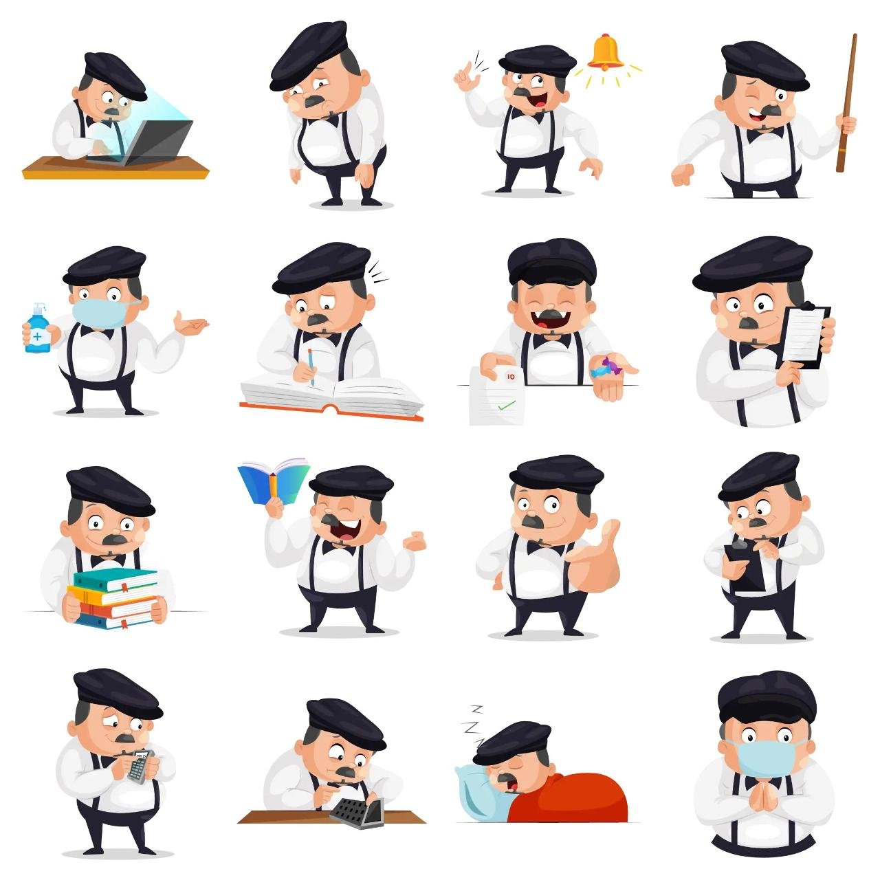 Principal Sir Animation/Cartoon,INDIA,People sticker pack for Whatsapp, Telegram, Signal, and others chatting and message apps