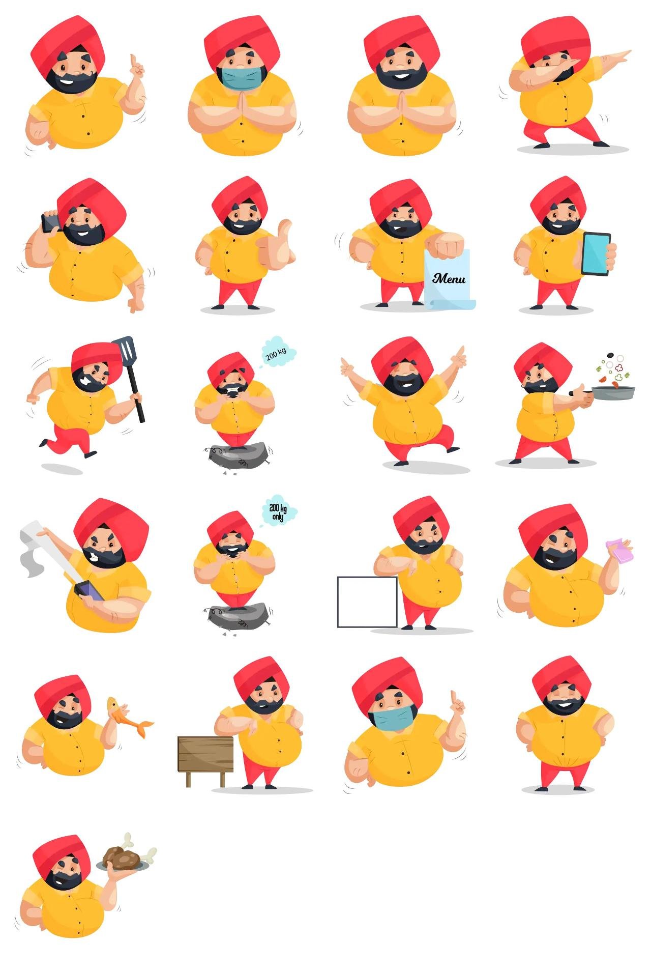 Punjabi Chef 02 Animation/Cartoon,INDIA,People sticker pack for Whatsapp, Telegram, Signal, and others chatting and message apps