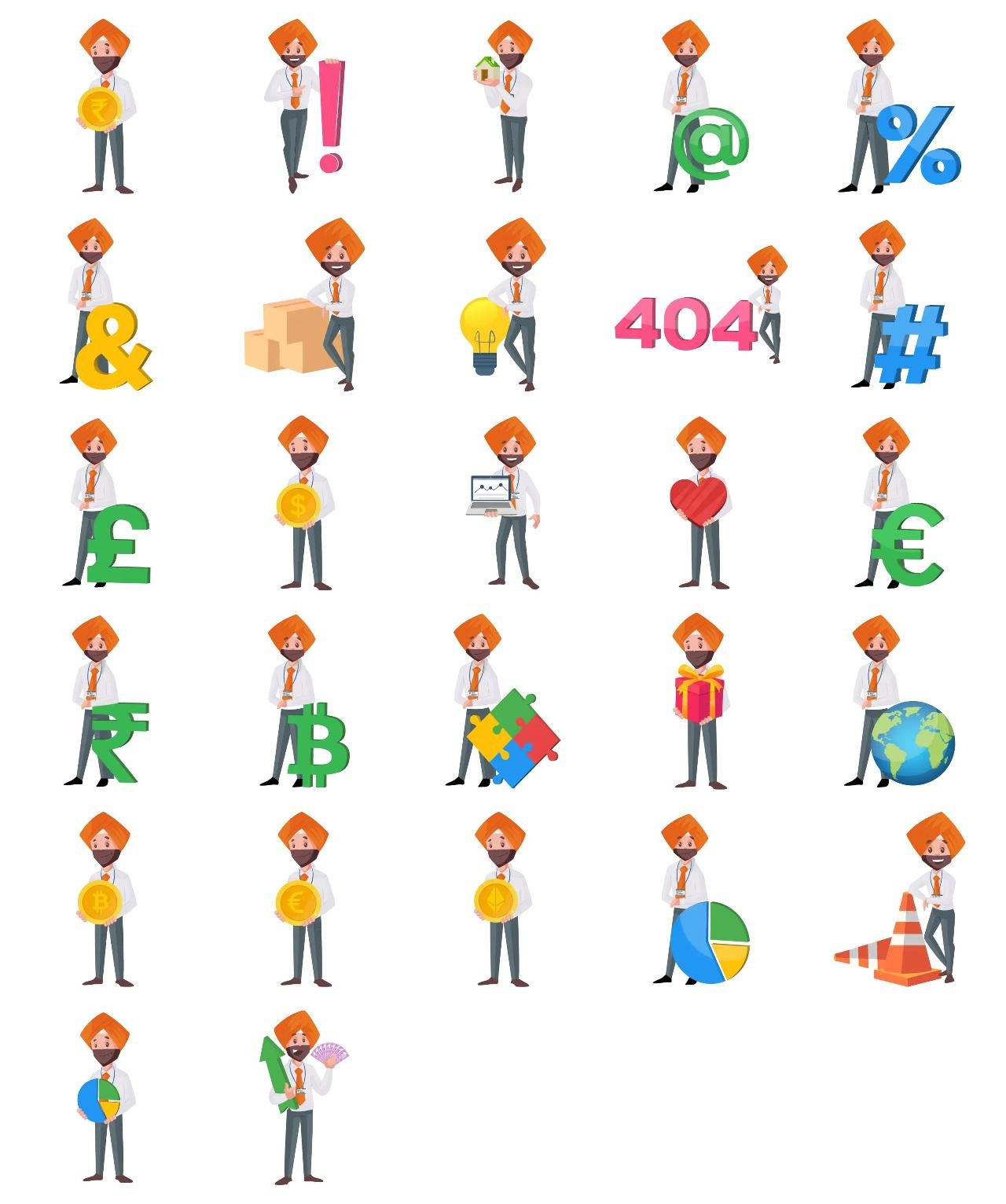 Punjabi Banker 01 Animation/Cartoon,People,INDIA sticker pack for Whatsapp, Telegram, Signal, and others chatting and message apps