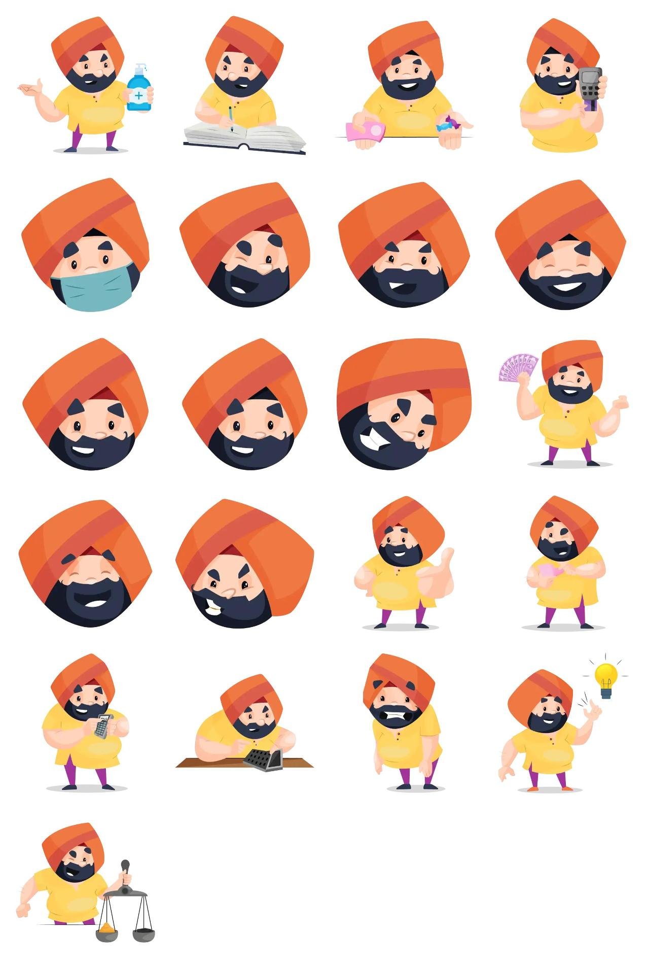 Punjabi Shopkeeper 02 Animation/Cartoon,INDIA,People sticker pack for Whatsapp, Telegram, Signal, and others chatting and message apps