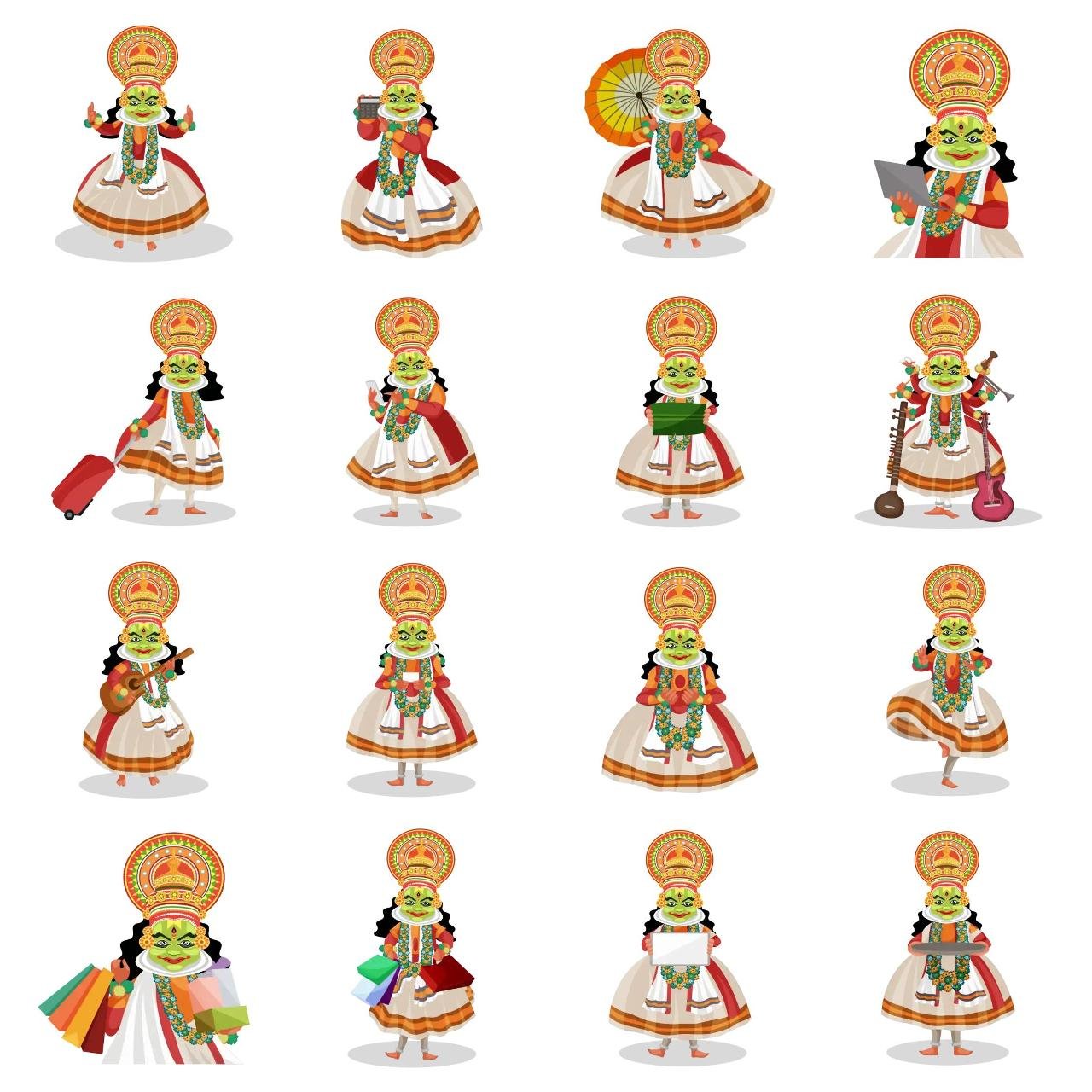 Kathakali Animation/Cartoon,People,INDIA sticker pack for Whatsapp, Telegram, Signal, and others chatting and message apps