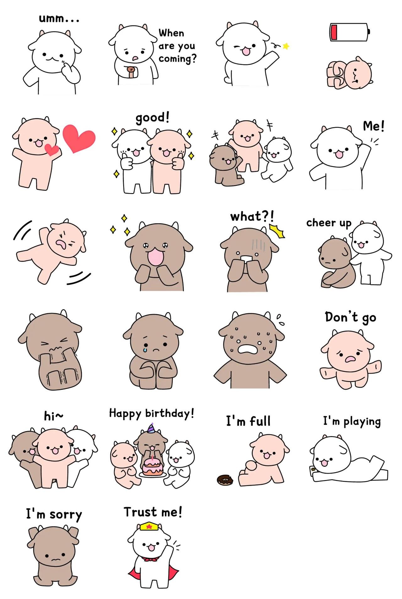 the three little goats emotion,adjective sticker pack for Whatsapp, Telegram, Signal, and others chatting and message apps