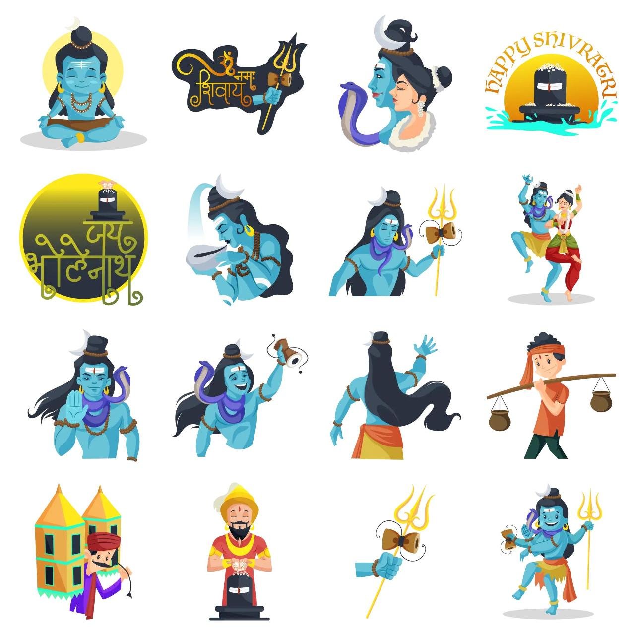 Lord Shiv Ji Animation/Cartoon,INDIA,People sticker pack for Whatsapp, Telegram, Signal, and others chatting and message apps