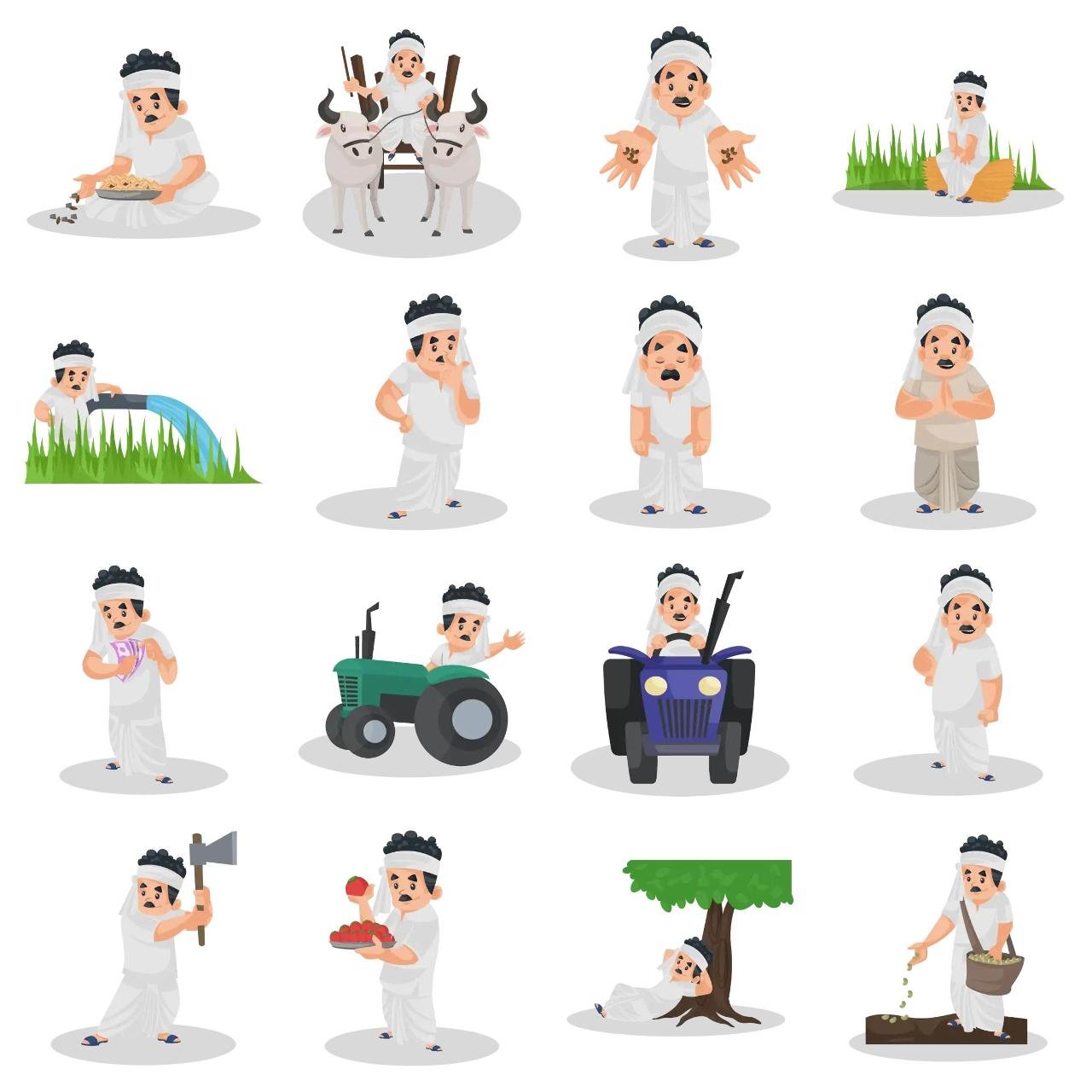 Farmer Animation/Cartoon,INDIA,People sticker pack for Whatsapp, Telegram, Signal, and others chatting and message apps