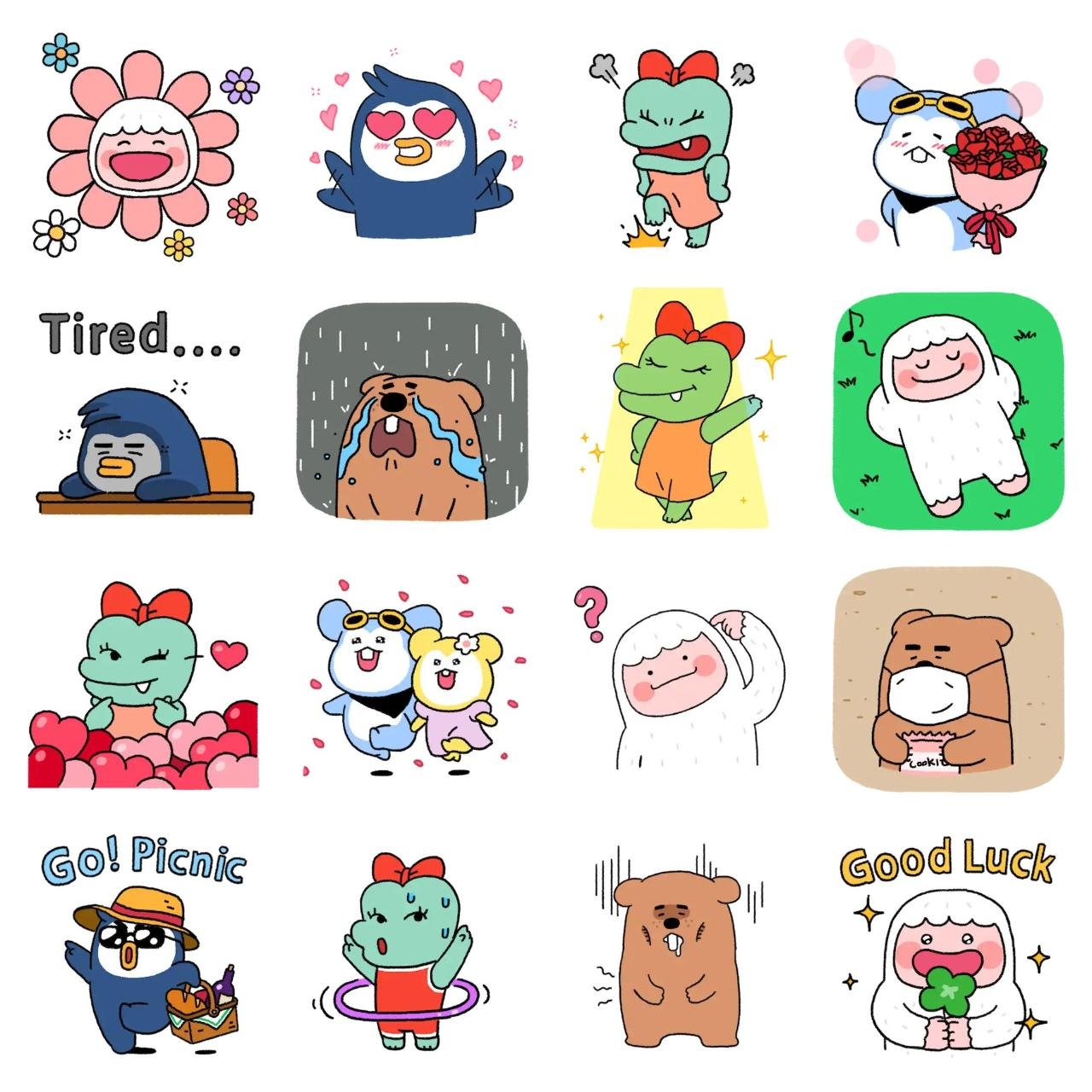 Doongle Friends Spring Animation/Cartoon,emotion sticker pack for Whatsapp, Telegram, Signal, and others chatting and message apps