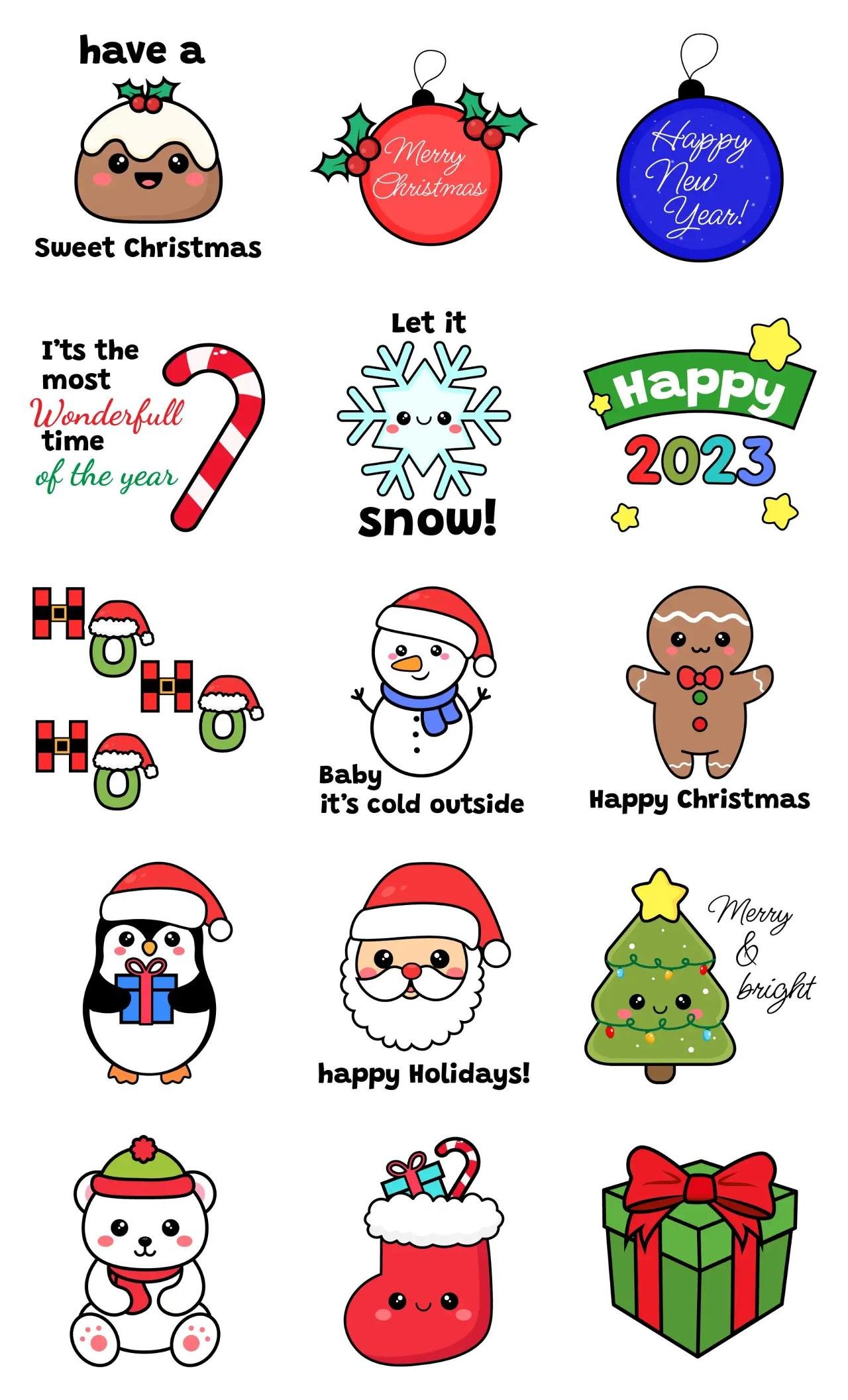 Happy Christmas! Animation/Cartoon,Christmas,Phrases sticker pack for Whatsapp, Telegram, Signal, and others chatting and message apps