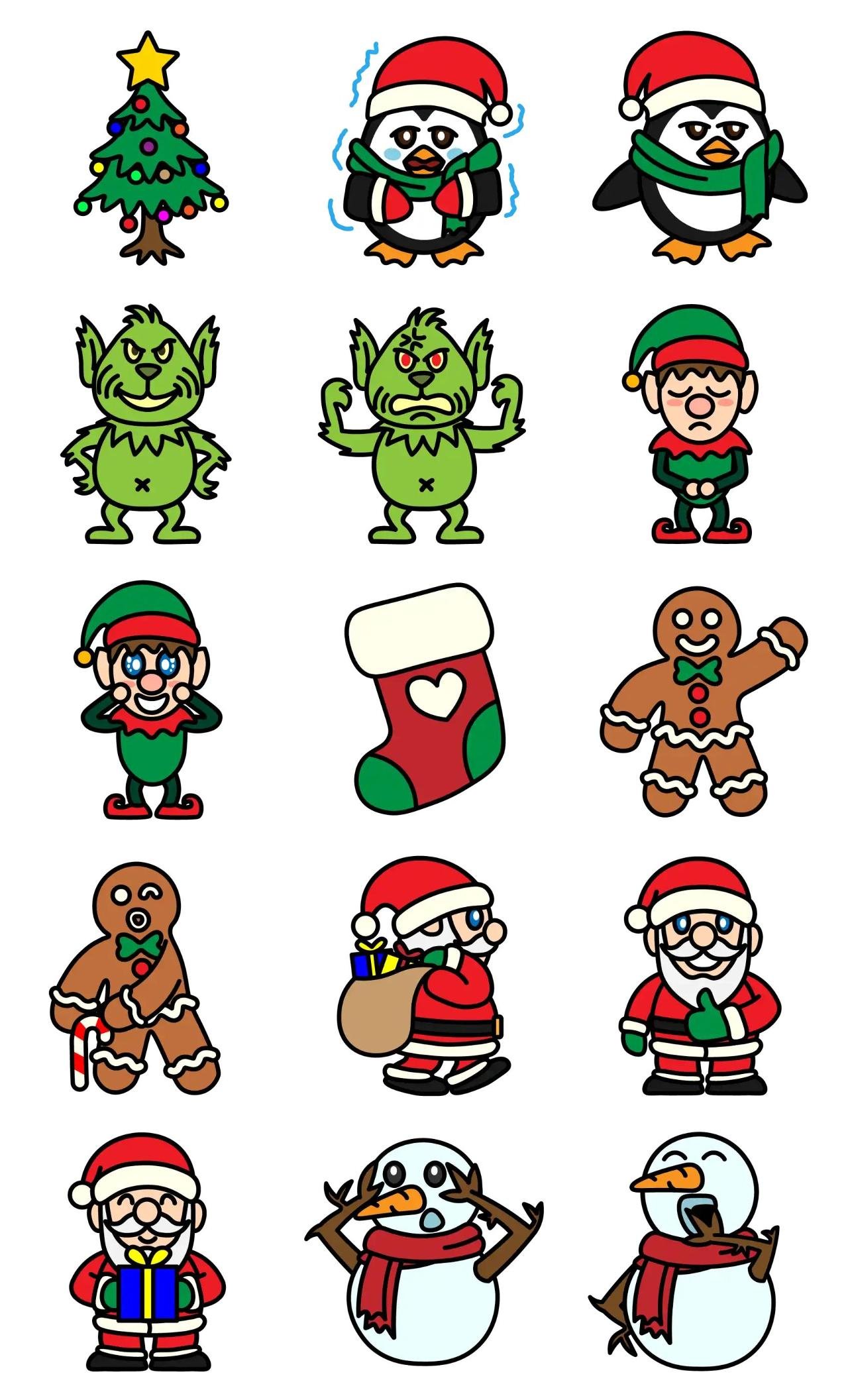 Xmas Cute Characters Animals,Animation/Cartoon,Christmas sticker pack for Whatsapp, Telegram, Signal, and others chatting and message apps