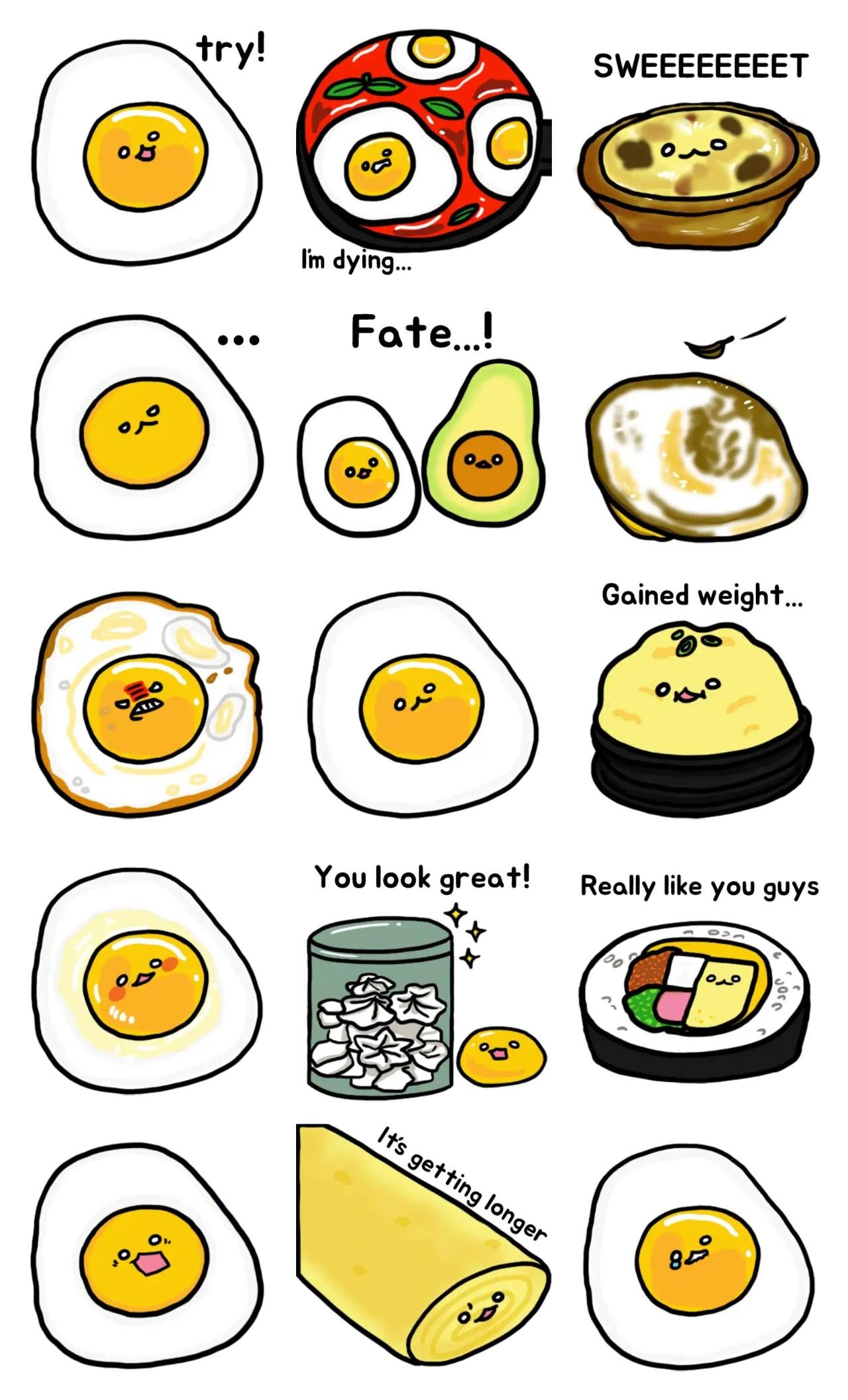 Always try! eggu! emotion sticker pack for Whatsapp, Telegram, Signal, and others chatting and message apps