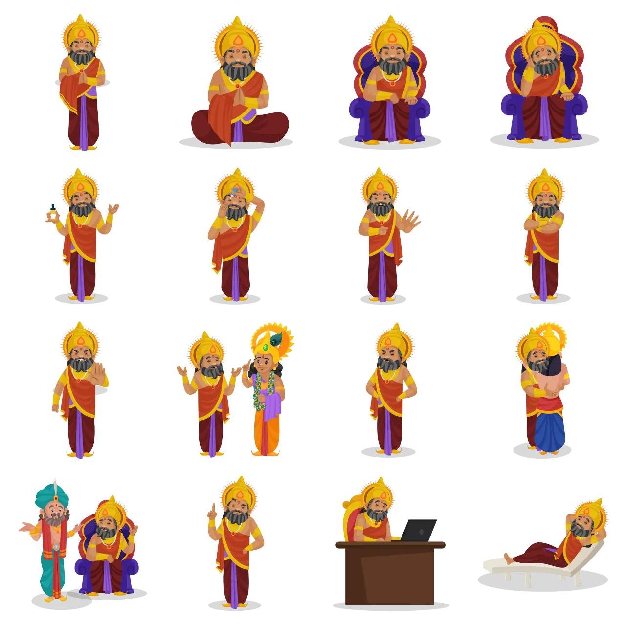King Dhritarashtra Animation/Cartoon,INDIA,People sticker pack for Whatsapp, Telegram, Signal, and others chatting and message apps
