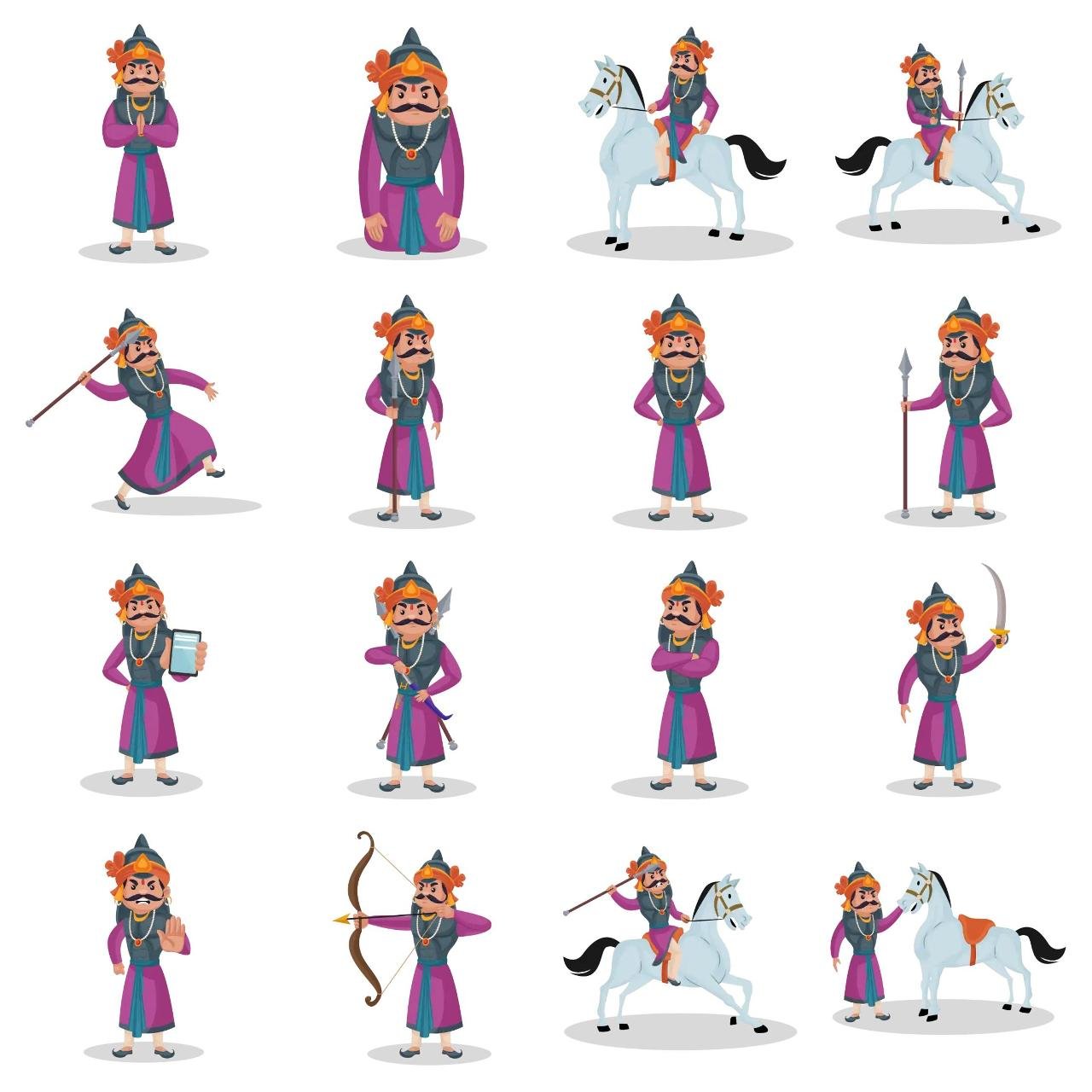 Maharana Pratap Animation/Cartoon,INDIA,People sticker pack for Whatsapp, Telegram, Signal, and others chatting and message apps