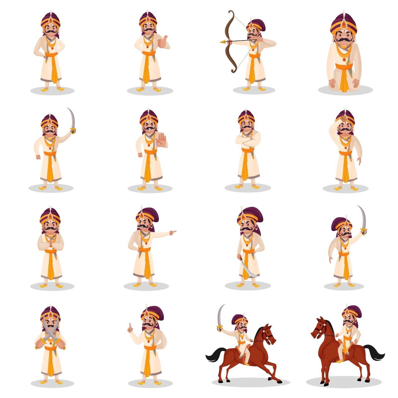 Prithviraj Chauhan Animation/Cartoon,INDIA,People sticker pack for Whatsapp, Telegram, Signal, and others chatting and message apps