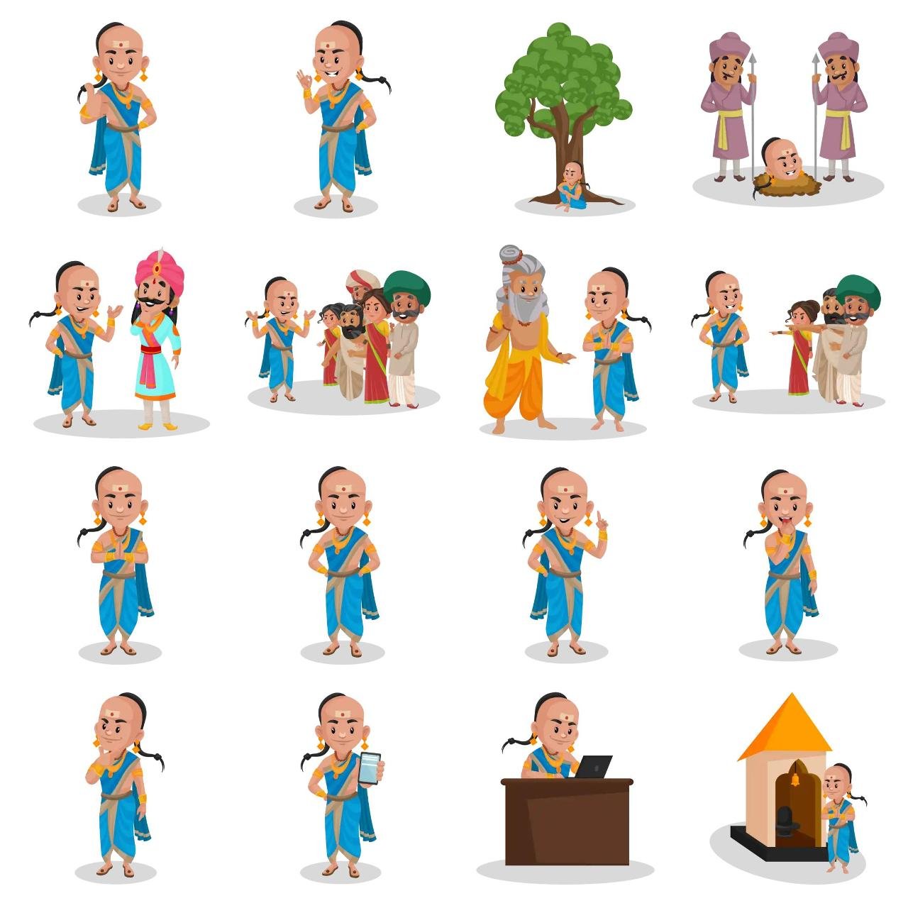 Tenali Ramakrishna Animation/Cartoon,INDIA,People sticker pack for Whatsapp, Telegram, Signal, and others chatting and message apps