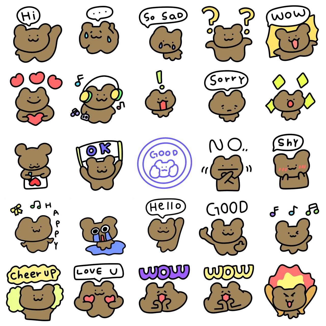 Toto Brown Animals sticker pack for Whatsapp, Telegram, Signal, and others chatting and message apps