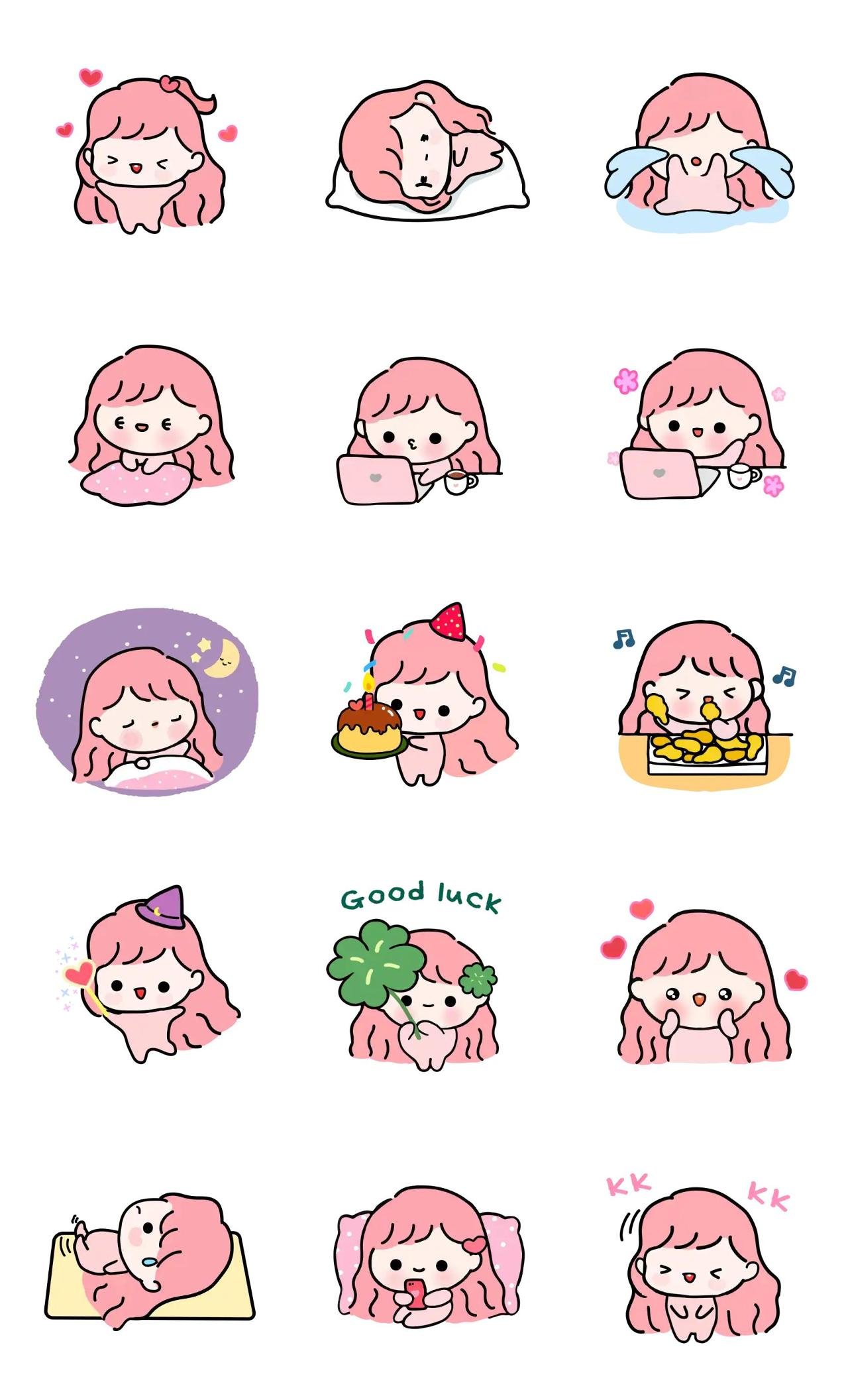 Lovely Pinky Animation/Cartoon,People,Romance sticker pack for Whatsapp, Telegram, Signal, and others chatting and message apps