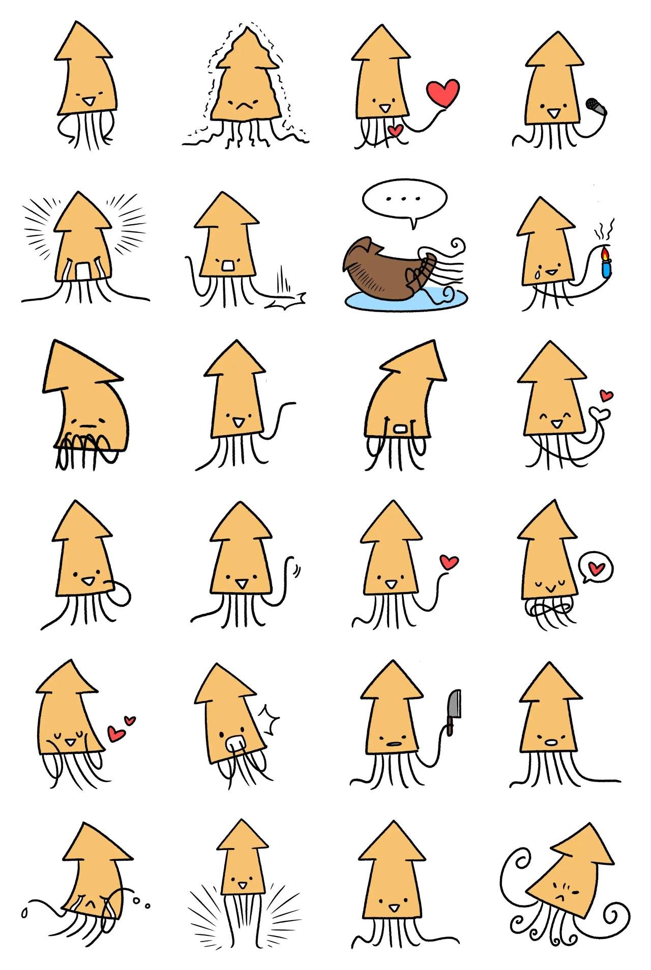 I am a squid Animals,Etc sticker pack for Whatsapp, Telegram, Signal, and others chatting and message apps