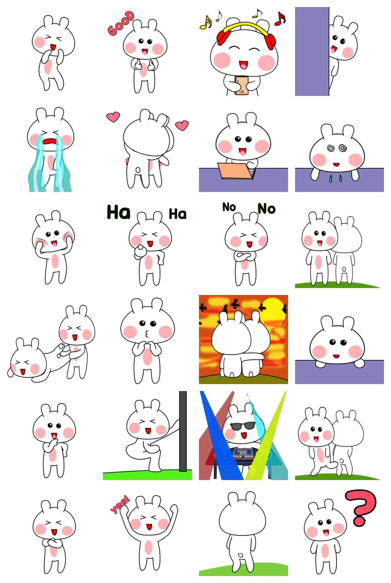 Happy Bunny Animation/Cartoon,Animals,Romance sticker pack for Whatsapp, Telegram, Signal, and others chatting and message apps