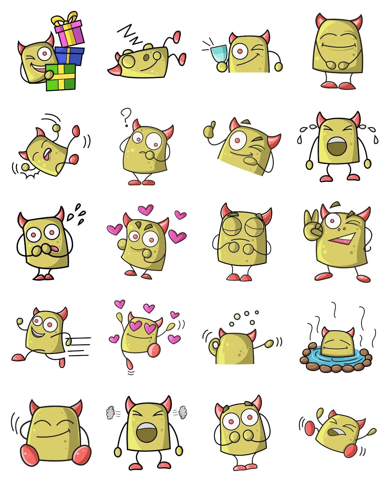 Cute Horn Monster 01 Animation/Cartoon,Animals,INDIA sticker pack for Whatsapp, Telegram, Signal, and others chatting and message apps