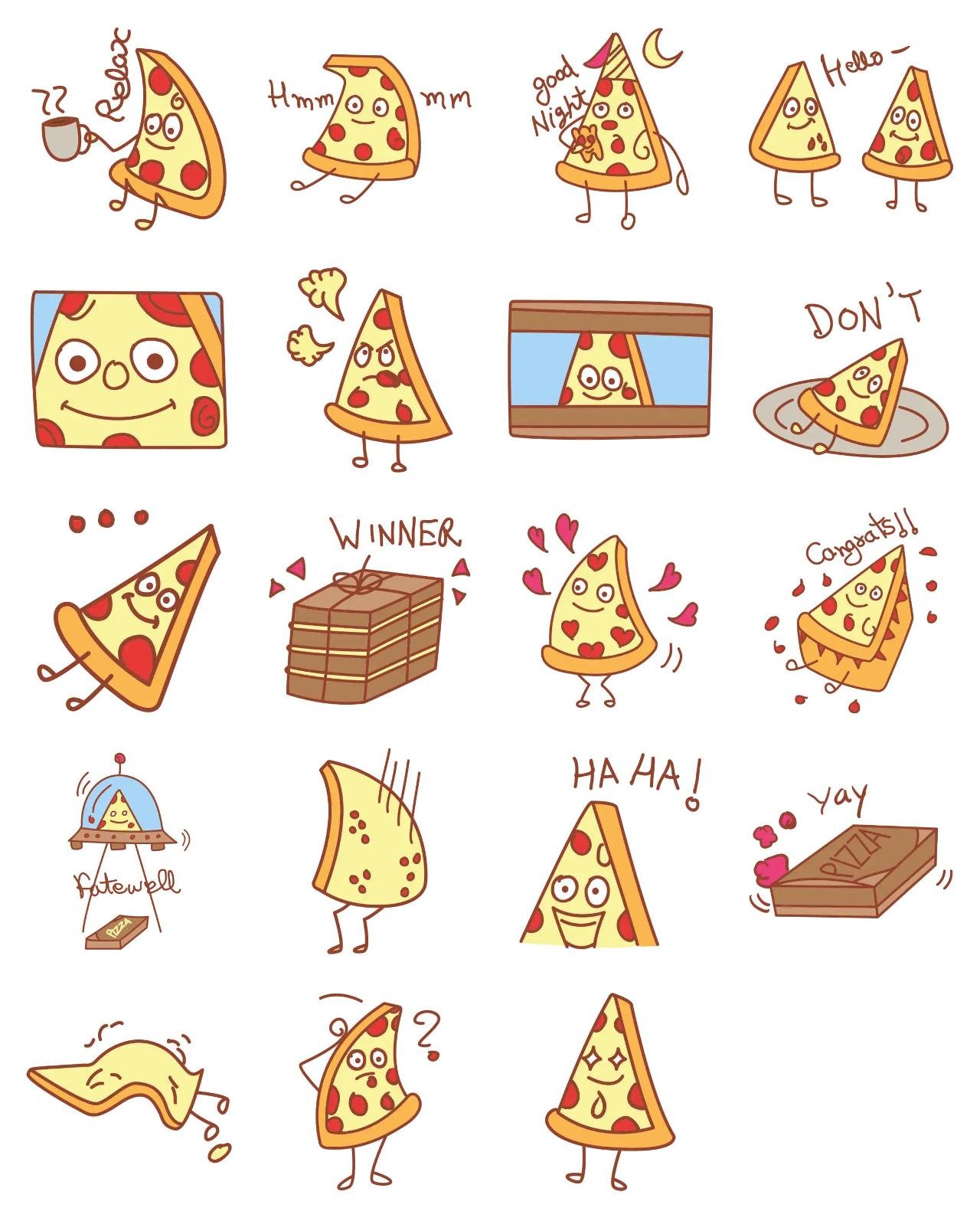 Cute Pizza 02 Animation/Cartoon,Food/Drink,INDIA sticker pack for Whatsapp, Telegram, Signal, and others chatting and message apps