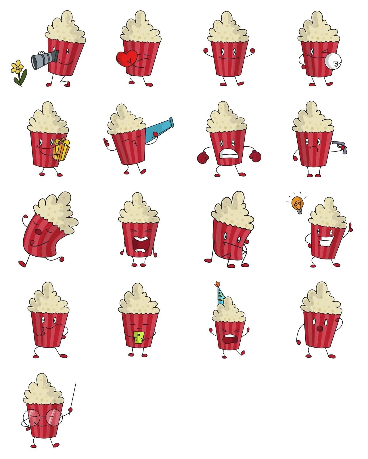 Cute Popcorn 02 Animation/Cartoon,Food/Drink,INDIA sticker pack for Whatsapp, Telegram, Signal, and others chatting and message apps