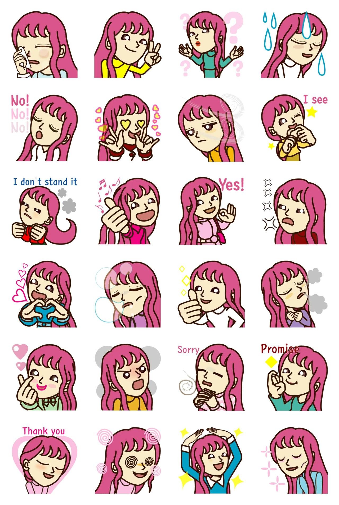 Lovely Ria Animation/Cartoon sticker pack for Whatsapp, Telegram, Signal, and others chatting and message apps