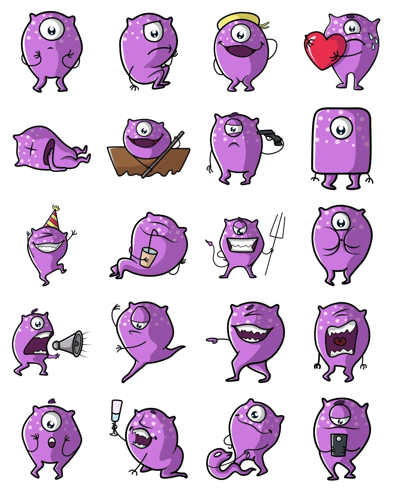 Cute Purple Monster 01 Animation/Cartoon,Animals,Halloween,INDIA sticker pack for Whatsapp, Telegram, Signal, and others chatting and message apps