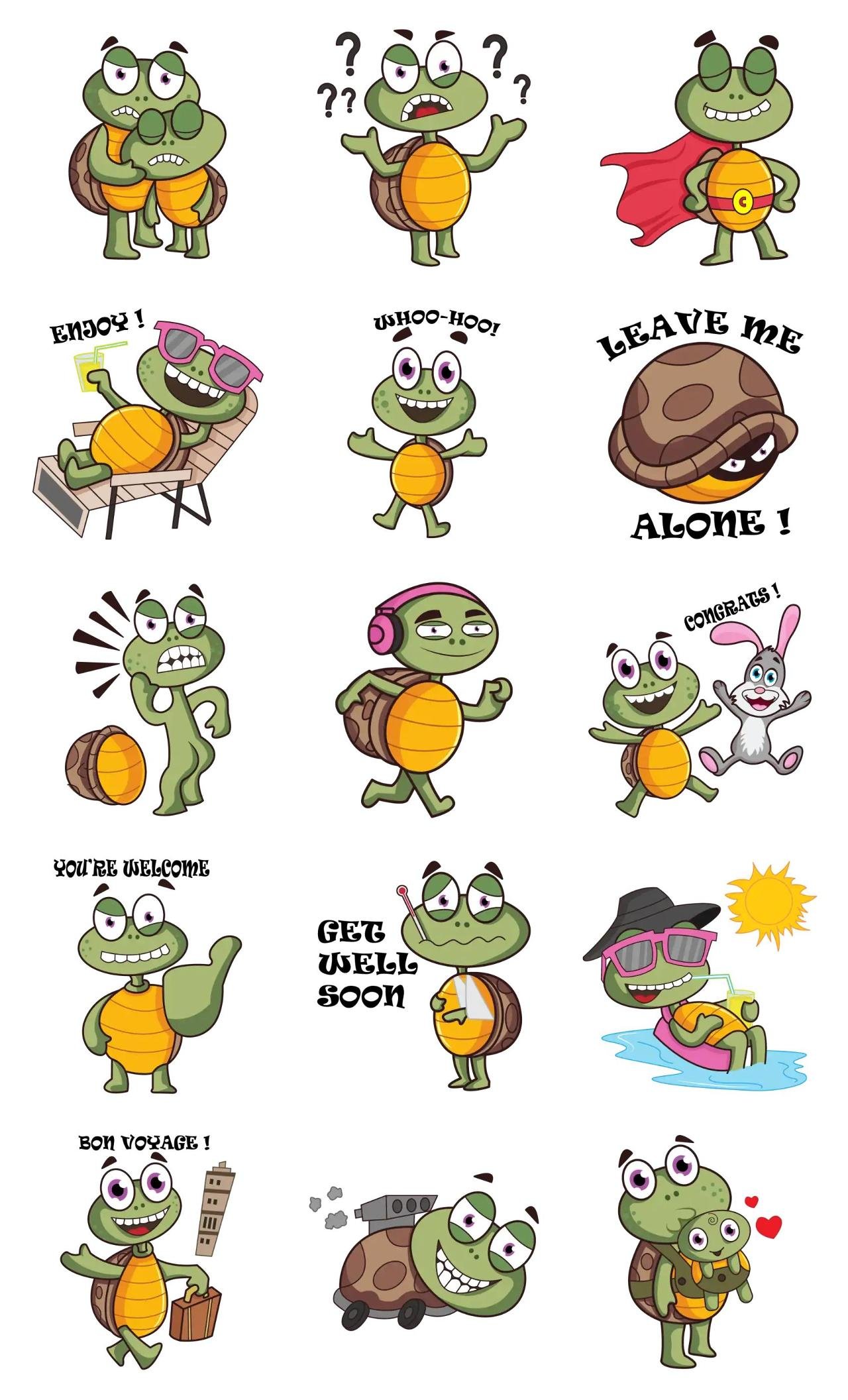 Cute Turtle Animation/Cartoon,Animals,INDIA sticker pack for Whatsapp, Telegram, Signal, and others chatting and message apps