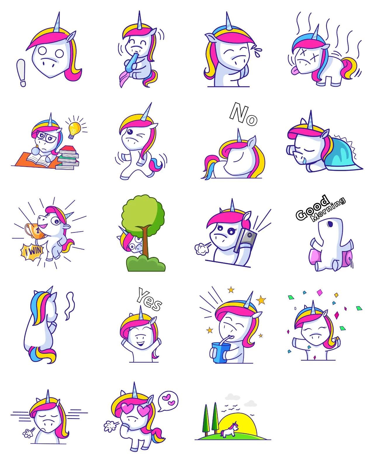 Cute Unicorn 02 Animation/Cartoon,Animals,INDIA sticker pack for Whatsapp, Telegram, Signal, and others chatting and message apps