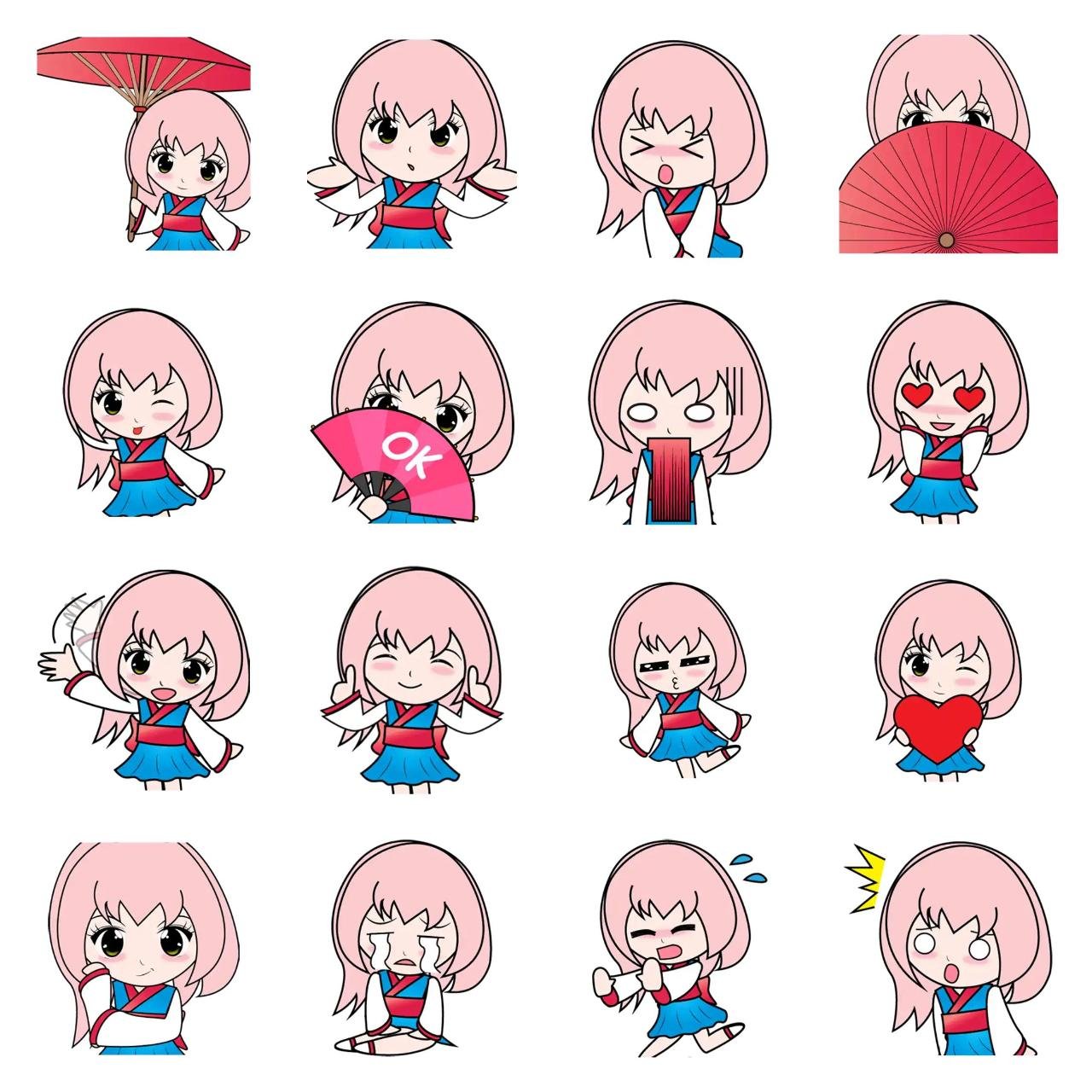 kagura Animation/Cartoon sticker pack for Whatsapp, Telegram, Signal, and others chatting and message apps