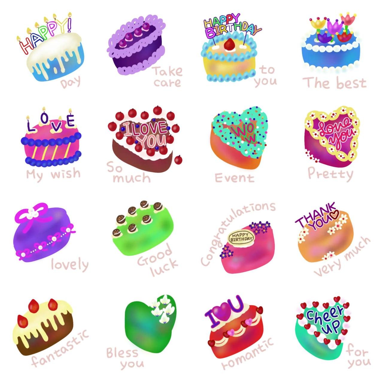 A sweet cake shop 2 Animation/Cartoon,Celebrity,Food/Drink,Romance,Christmas,Valentine,Mother's day,FATHER'S DAY,Birthday,Anniversary,New year's day sticker pack for Whatsapp, Telegram, Signal, and others chatting and message apps