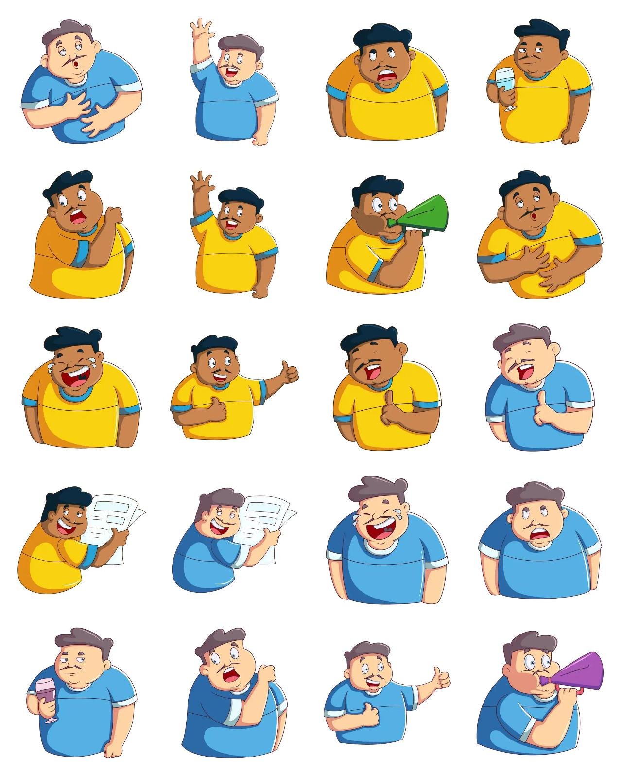 Fatty Man Animation/Cartoon,People,INDIA sticker pack for Whatsapp, Telegram, Signal, and others chatting and message apps