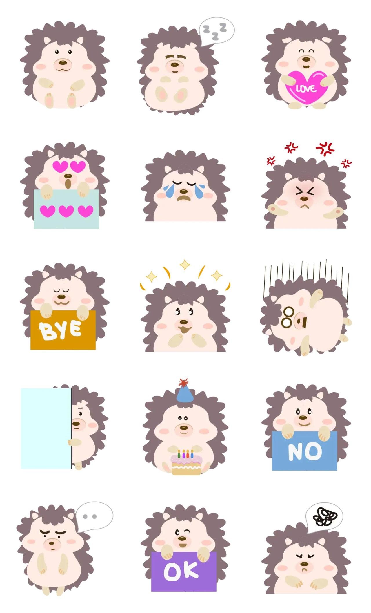 cute hedgehog - lindo erizo Animation/Cartoon,emotion sticker pack for Whatsapp, Telegram, Signal, and others chatting and message apps