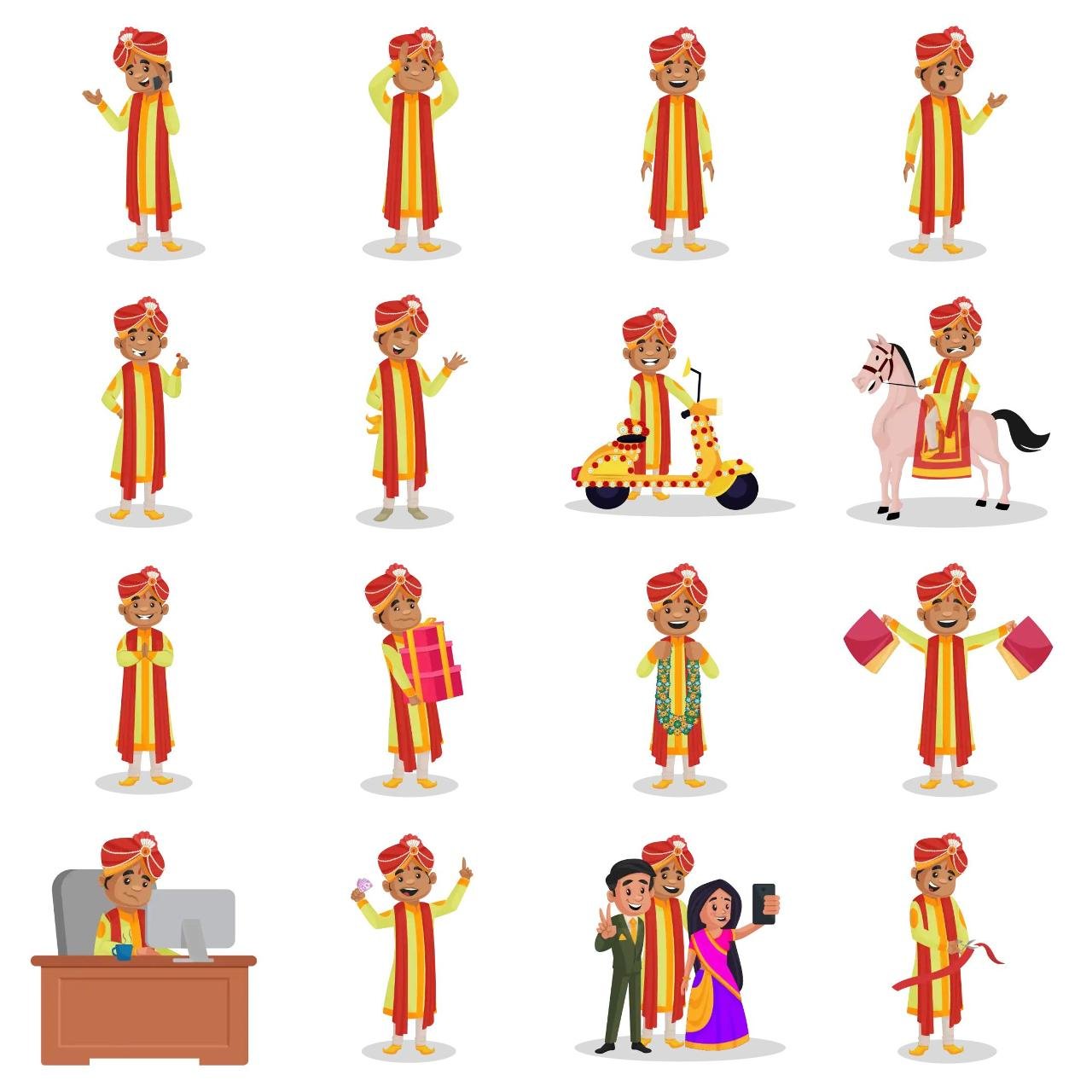 Indian Groom Animation/Cartoon,People,INDIA sticker pack for Whatsapp, Telegram, Signal, and others chatting and message apps