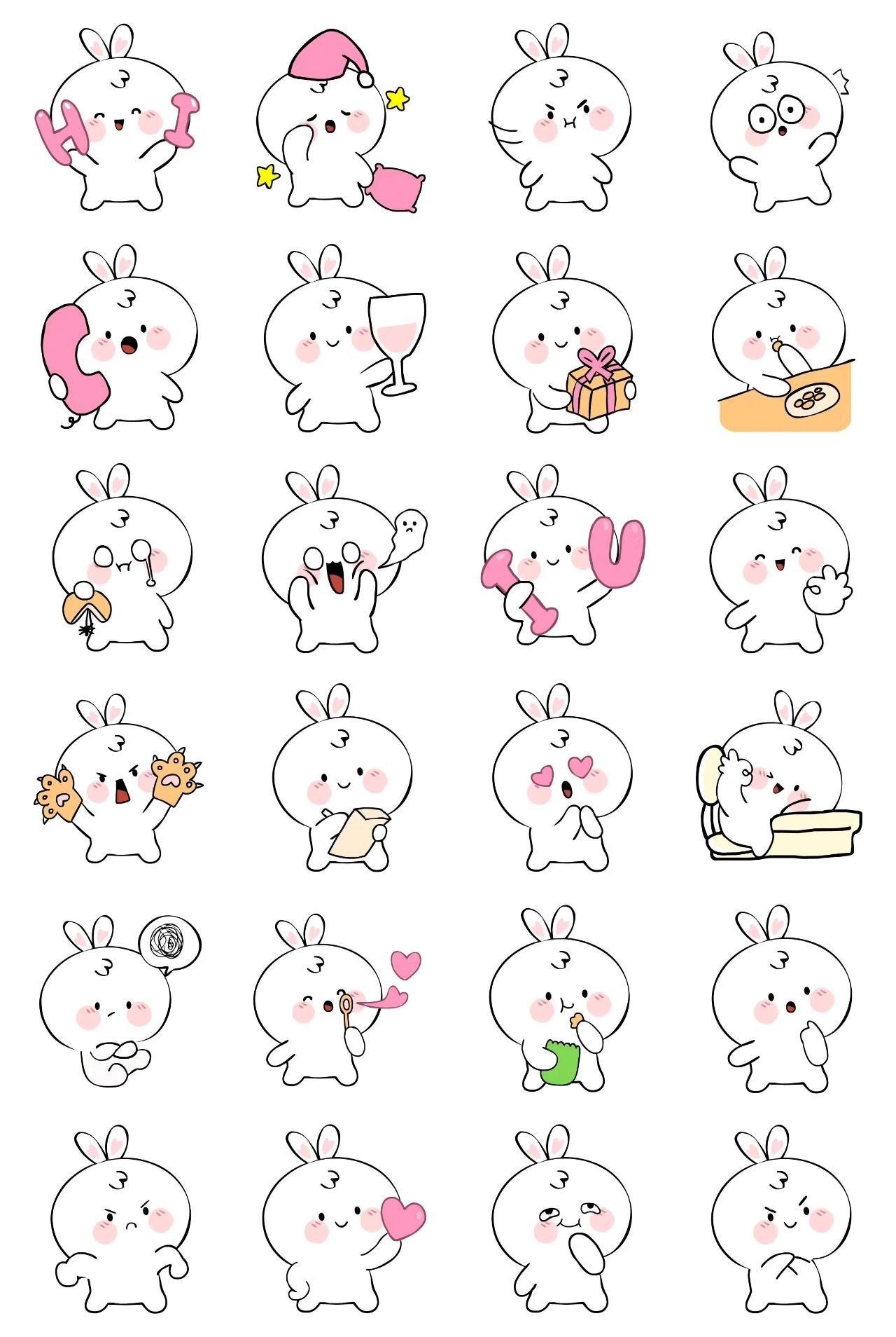 Lovely Rabbit Animals,Animation/Cartoon,Food/Drink sticker pack for Whatsapp, Telegram, Signal, and others chatting and message apps